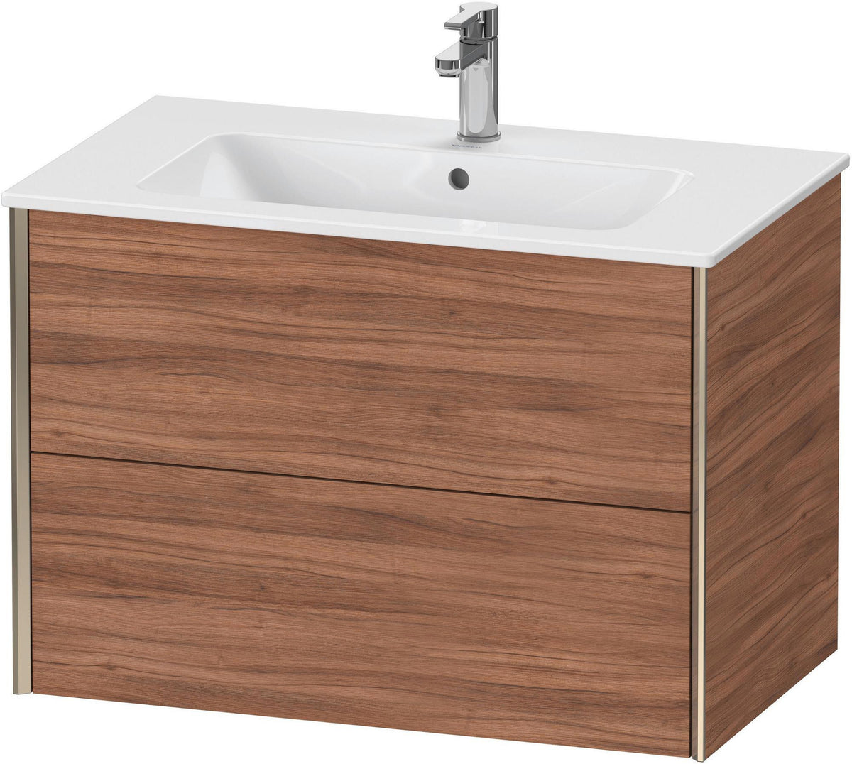 Duravit XViu Waschtischunterbau wandhängend 810 mm, 2 Schubkästen, champagner matt/weiß matt – ohne Griff, mit Tip-On-Technik