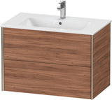 Duravit XViu Waschtischunterbau wandhängend 810 mm, 2 Schubkästen, champagner matt/weiß matt – ohne Griff, mit Tip-On-Technik