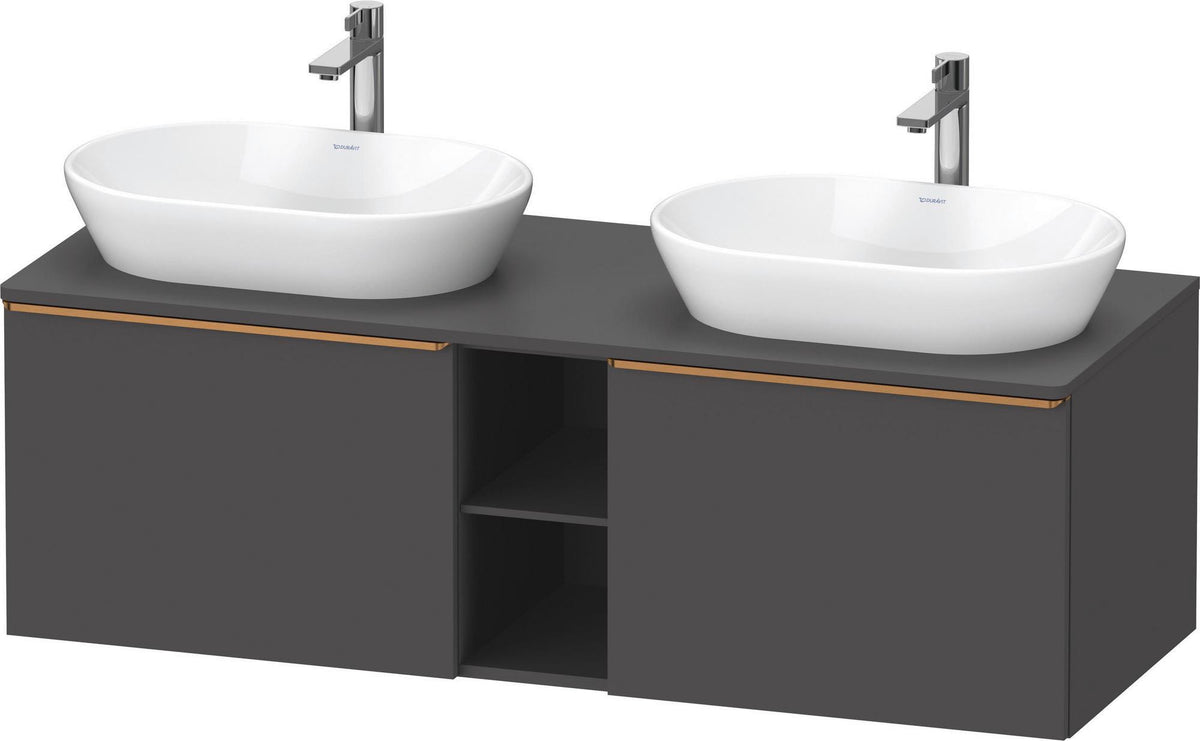 DURAVIT D-Neo Konsolenwaschtischunterbau 1400 mm betongrau matt mit 2 Auszügen und Bronze-Griffen