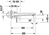 DURAVIT Manhattan Einhebel-Waschtischmischer Unterputz mit 189 mm Ausladung in Chrom