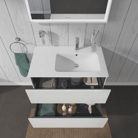 DURAVIT L-Cube Waschtischunterbau 820 mm wandhängend, 2 Schubkästen, Becken rechts, Betongrau Matt