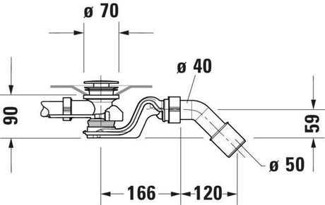 DURAVIT Ab- und Überlaufgarnitur Quadroval Dr ehgriff, Bowdenzuglänge 850 mm, chrom