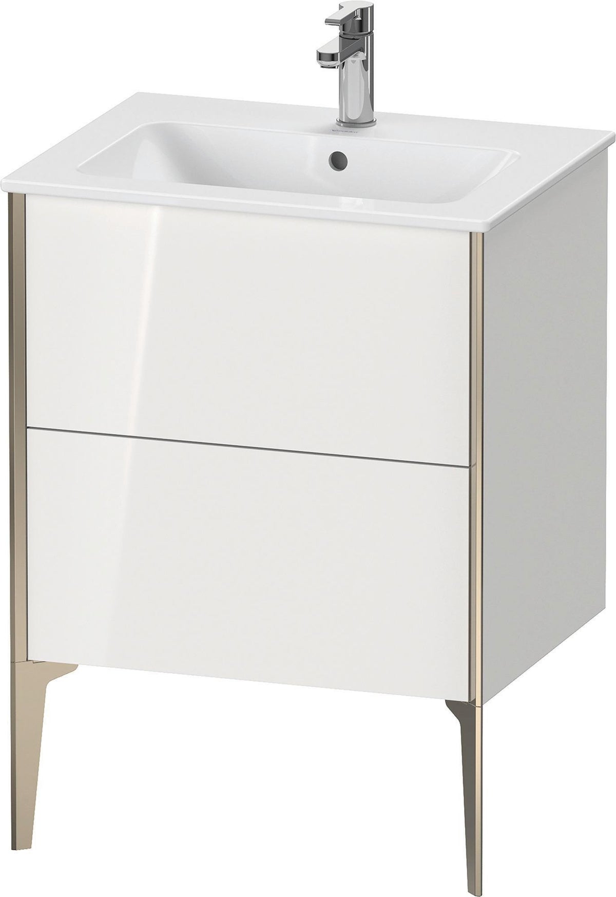 DURAVIT XViu Waschtischunterbau bodenstehend 610 mm, 2 Auszüge, weiß matt – Tip-On & Soft-Close