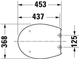 DURAVIT Univavo WC-Sitz Oval Tief 452mm mit Absenkautomatik, Duroplast, abnehmbar, Edelstahl-Scharniere, Weiß