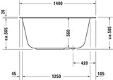 DURAVIT DuraStyle Rechteck-Badewanne 1400x800mm weiß Acryl Einbauwanne