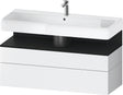 Duravit Qatego Waschtischunterbau 1190 mm – Weiß Matt mit Eiche Schwarz Nische, 1 Auszug, LED