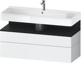 Duravit Qatego Waschtischunterbau 1190 mm – Weiß Matt mit Eiche Schwarz Nische, 1 Auszug, LED