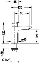 Duravit No.1 Standventil Chrom – Hochwertige Standarmatur mit 90 mm Auslauf
