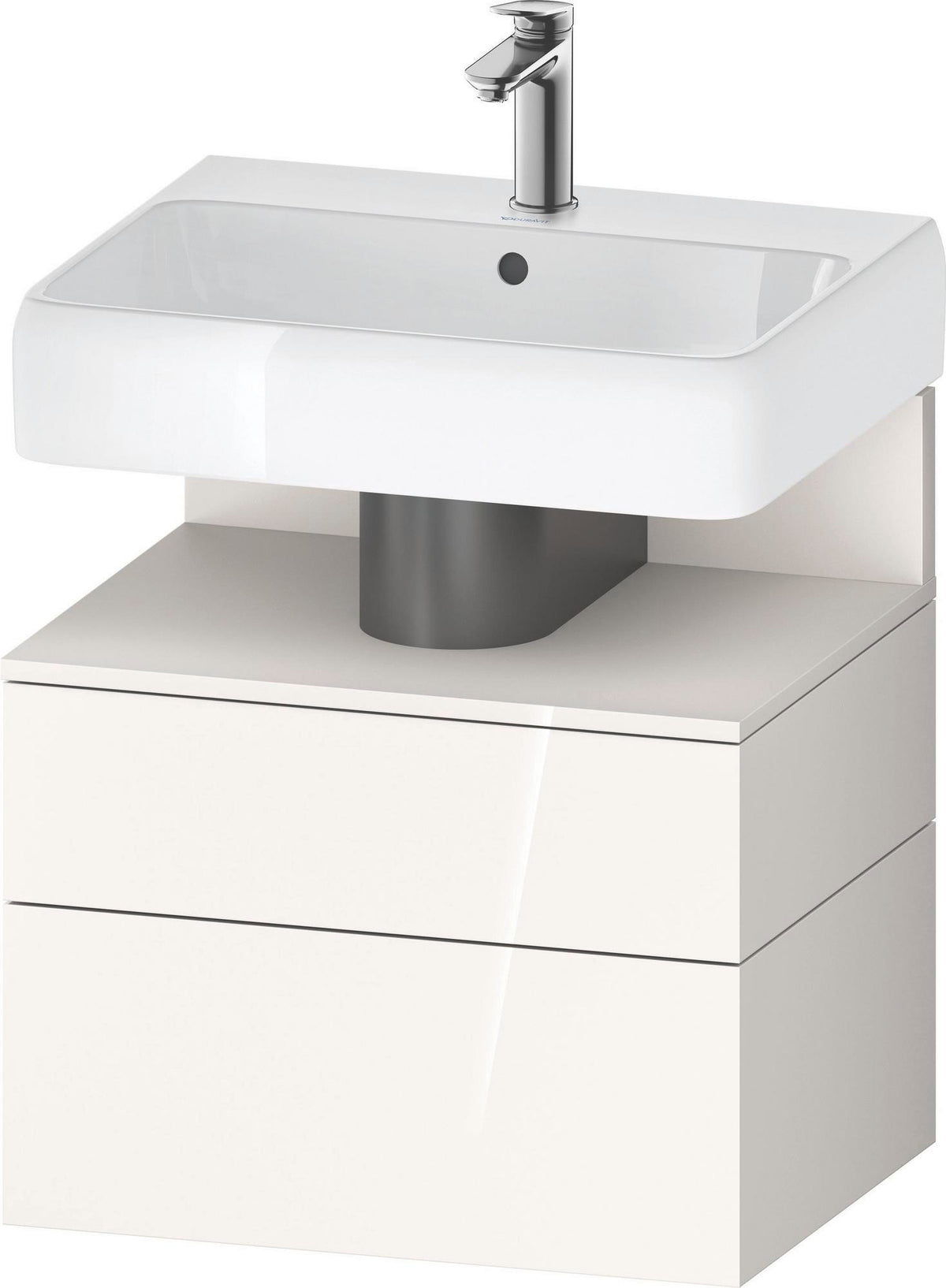 DURAVIT Qatego Waschtischunterbau 590 mm wandhängend, 1 Auszug, weiß Hochglanz, Nische Eiche Schwarz