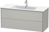 DURAVIT XSquare Waschtischunterbau betongrau matt, 2 Schubkästen, 1210 mm – wandhängend mit Tip-On