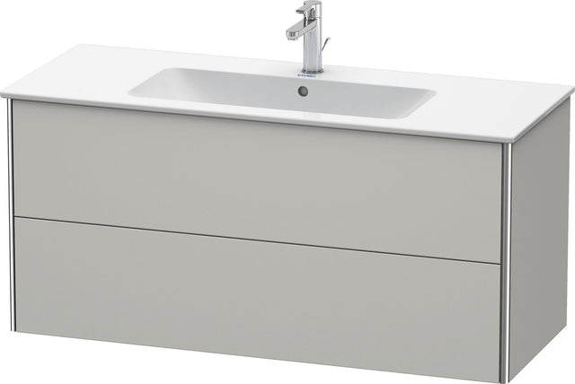 DURAVIT XSquare Waschtischunterbau betongrau matt, 2 Schubkästen, 1210 mm – wandhängend mit Tip-On
