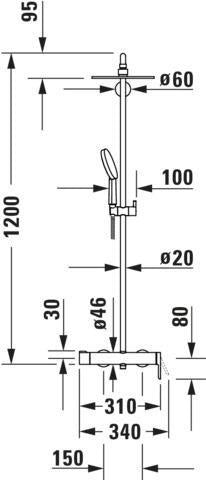 Duravit Duschsystem C.1 mit Brausemischer, Keramikmischsystem, Schwarz Matt