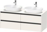 Duravit Ketho.2 Waschtischunterbau 1400 mm betongrau matt mit 4 Schubkästen
