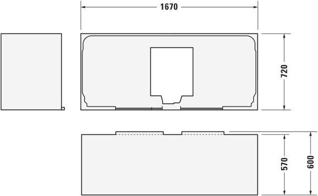 Duravit Rechteck-Badewanne P3 Comforts 1700 x 750 mm, 1 Rückenschräge links, weiss