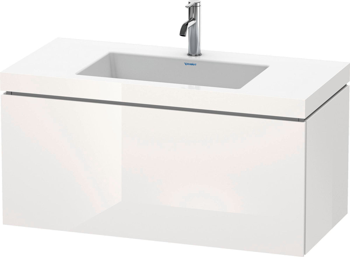 Duravit L-Cube c-bonded Waschtischset 1000 mm mit Vero Air Becken, 1 Auszug, Weiß Hochglanz