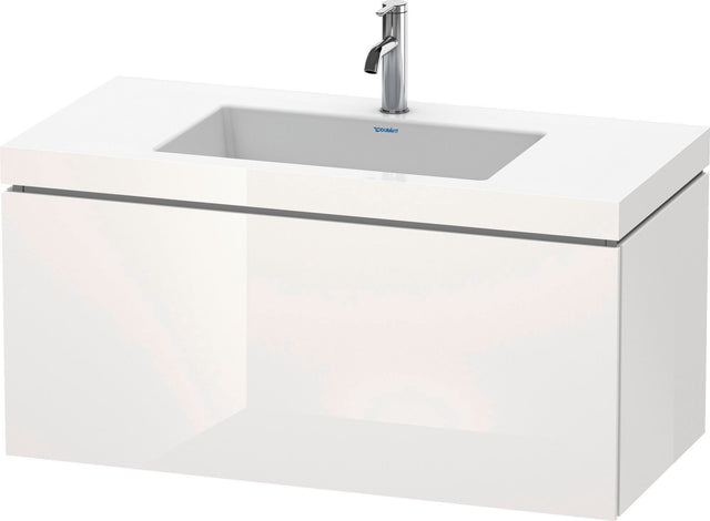 Duravit L-Cube c-bonded Waschtischset 1000 mm mit Vero Air Becken, 1 Auszug, Weiß Hochglanz