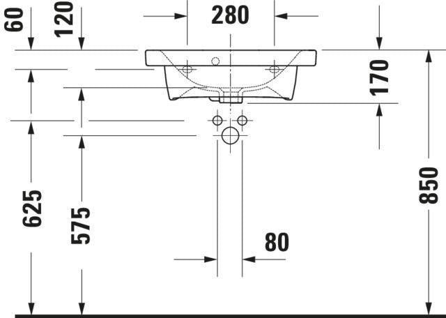 DURAVIT DuraStyle Möbelwaschtisch 550 mm mit Überlauf und 1 Hahnloch in Weiß