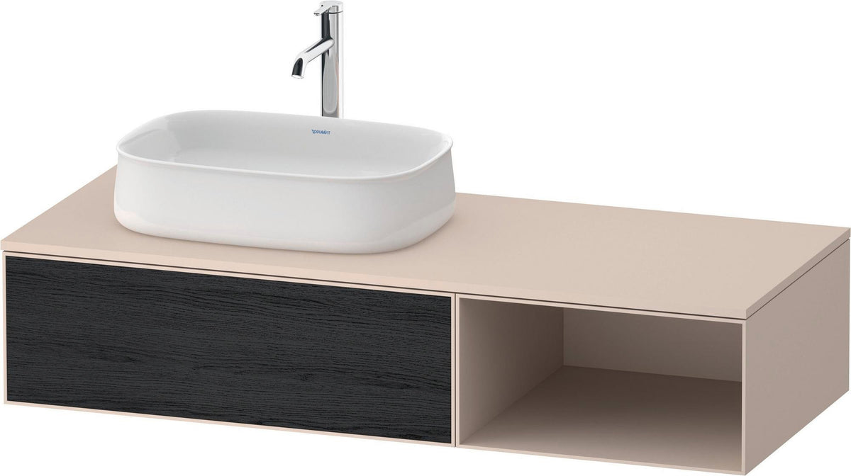 Duravit Zencha Konsolen-Waschtischunterbau 1300 mm Eiche Anthrazit mit Auszug und Tip-on-Technik