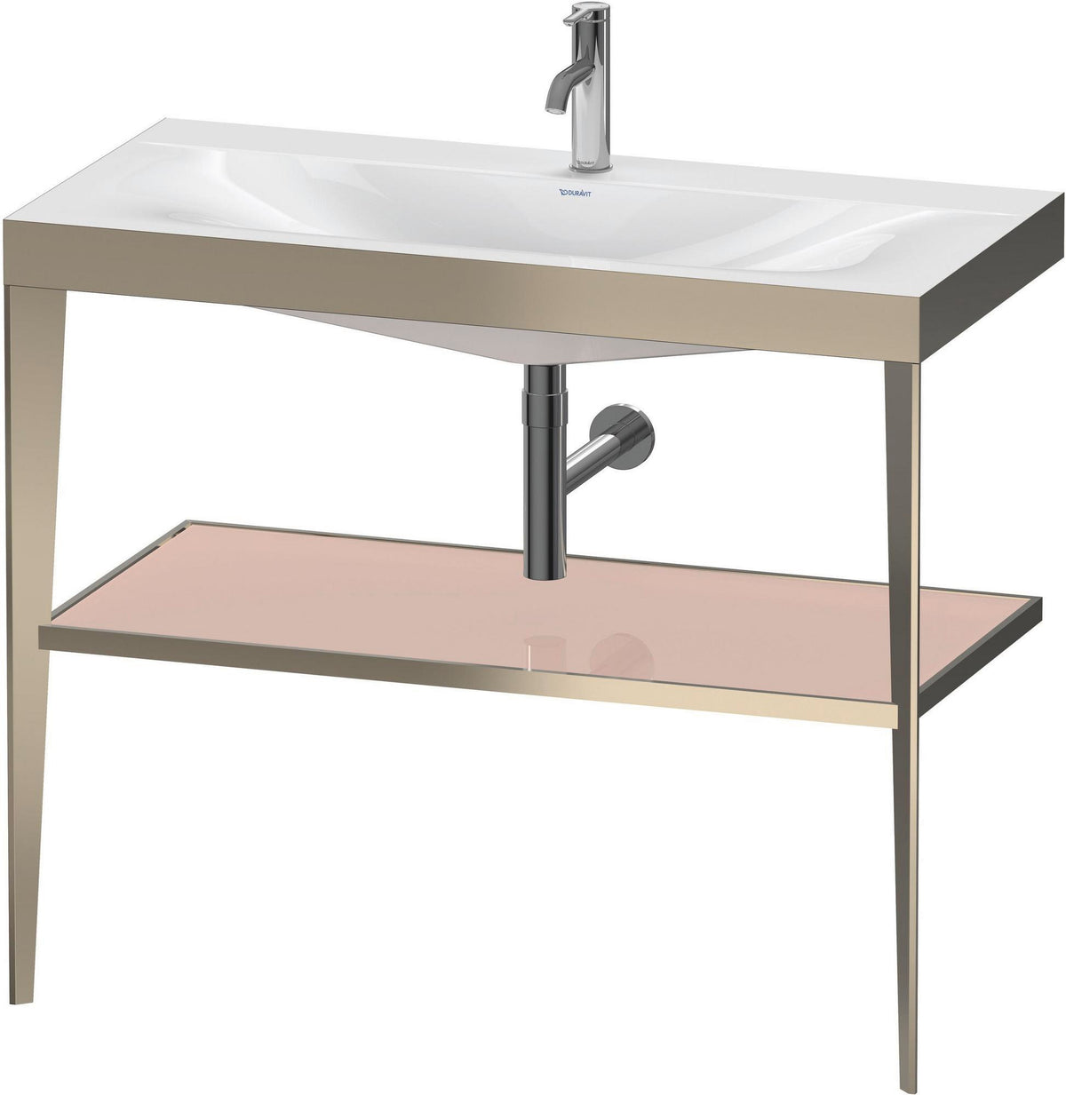 Duravit XViu c-bonded Waschtischset 1000 mm mit Metallkonsole, weiß hochglanz / schwarz matt – inkl. Waschschüssel