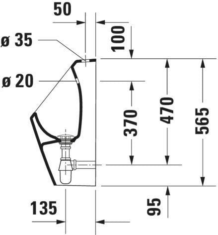 Duravit No.1 Urinal 305 mm rimmless weiß mit Zielfliege, Zulauf oben