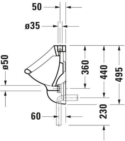 DURAVIT Urinal Katja Universal – Zulauf oben, absaugend, ohne Deckel, weiß