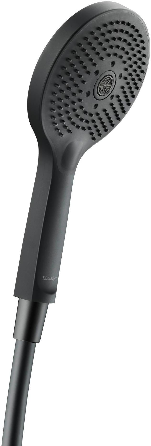 DURAVIT Handbrause MinusFlow 3-Jet D120 Rain/Pulse/Mono, Schwarz Matt – 120 mm Duschkopf mit Antikalk