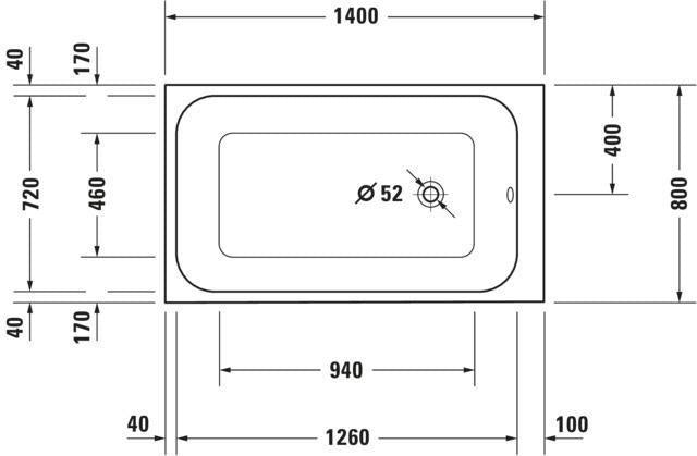 DURAVIT DuraStyle Rechteck-Badewanne 1400x800mm weiß Acryl Einbauwanne