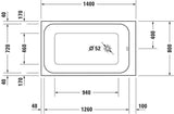 DURAVIT DuraStyle Rechteck-Badewanne 1400x800mm weiß Acryl Einbauwanne