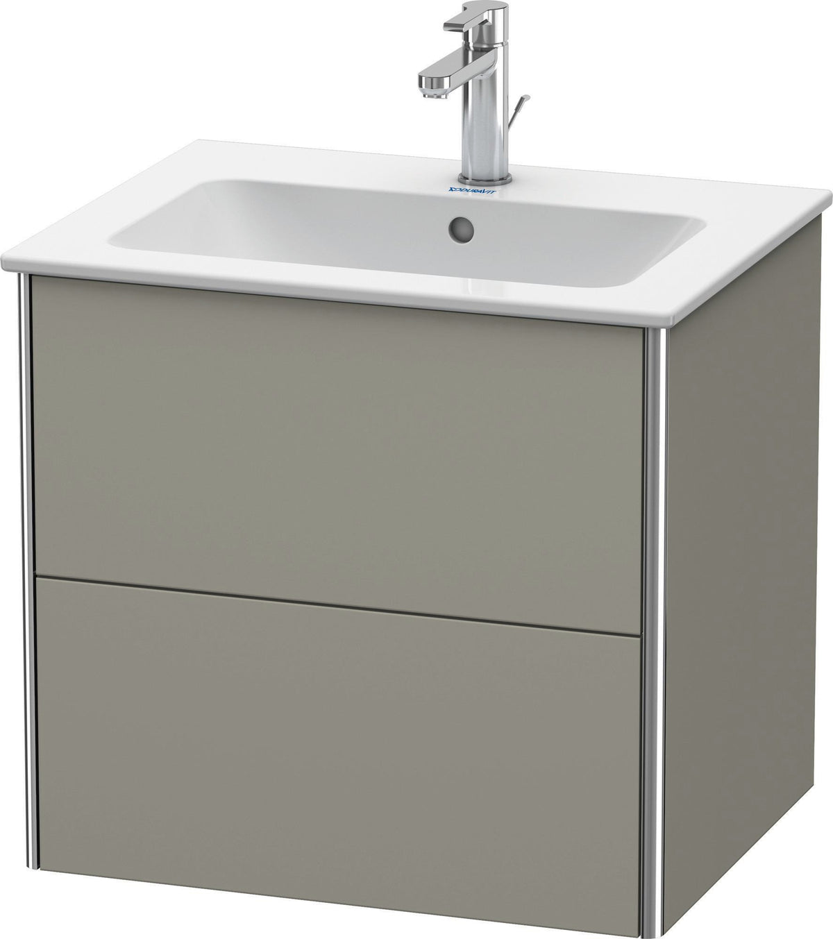 DURAVIT XSquare Waschtischunterbau 610 mm Flannel Grey Hochglanz mit 2 Schubkästen