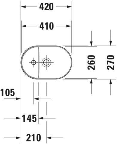 DURAVIT Aufsatzbecken Luv 420 mm aus DuraCeram, weiß, mit Hahnlochbank und Halbsäule