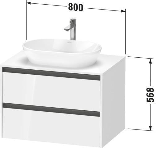 Duravit Ketho.2 Konsolen-Waschtischunterbau 800 mm betongrau matt mit 2 Schubkästen