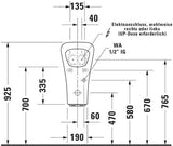 DURAVIT DuraStyle Elektronik-Urinal 300x340mm, Zulauf hinten, ohne Fliege, weiß