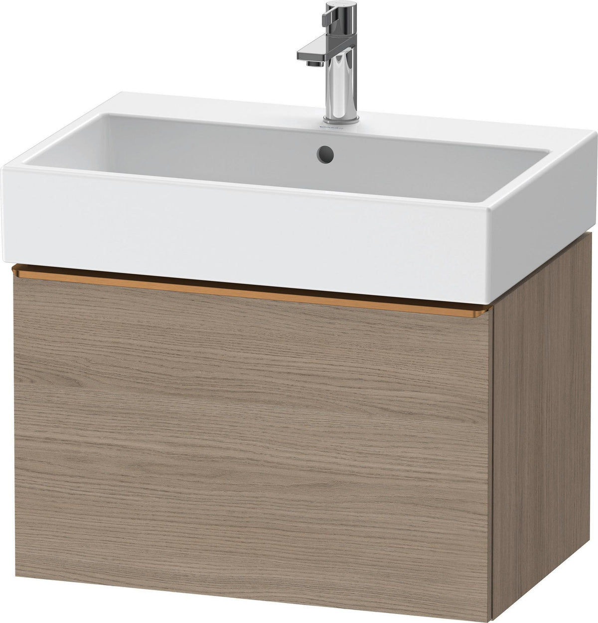 Duravit D-Neo Waschtischunterbau 684 mm Eiche Terra Matt mit Auszug und Bronze-Griff
