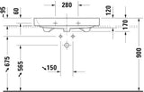 DURAVIT Möbelwaschtisch Happy D.2 800 mm mit Überlauf und Hahnlochbank, geschliffen, weiß