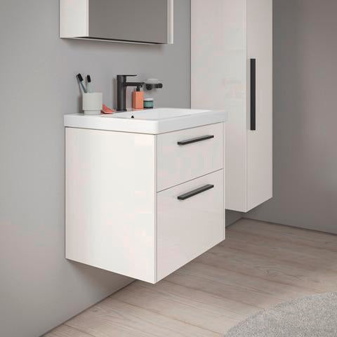 DURAVIT D-Code Halbhochschrank 400 mm, rechts, Basalt Matt, 1 Tür, Glasböden