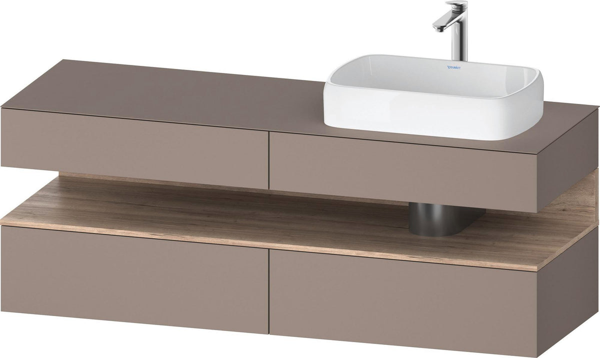 Duravit Qatego Konsolenwaschtischunterbau 1600 mm Weiß Hochglanz mit Eiche Schwarz Nische