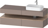 Duravit Qatego Konsolenwaschtischunterbau 1600 mm Weiß Hochglanz mit Eiche Schwarz Nische