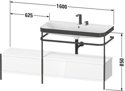 Duravit Waschtischset Happy D.2 Plus 1600x490mm Taupe Supermatt – Einrichtungssystem Nussbaum rechts