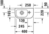 DURAVIT D-Code Handwaschbecken 450 mm weiß, 1 Hahnloch, mit Überlauf, wandhängend
