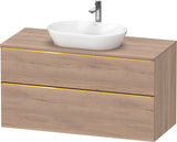DURAVIT D-Neo Konsolenwaschtischunterbau 1200 mm Eiche Schwarz Matt mit Bronze Griff