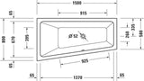 Duravit No.1 Whirlwanne 1500x800mm trapezförmig mit Jet-System, weiß
