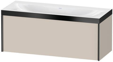 Duravit Waschtischunterbauset XVIU 1200x480mm mit Möbelwaschtisch Viu, Hahnlochbank und Raumsparsiphon