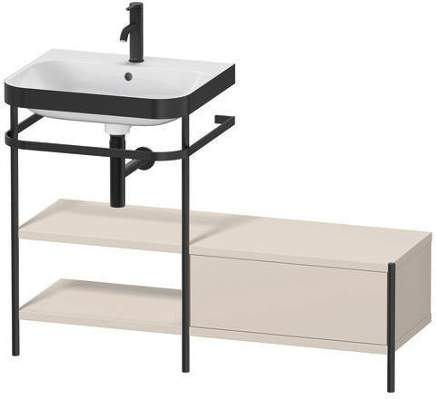 Duravit Waschtischset Happy D.2 Plus 1200x490 mm Ein Hahnloch Taupe Supermatt mit Konsole