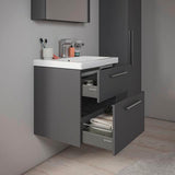 DURAVIT D-Code Halbhochschrank 400 mm, rechts, Basalt Matt, 1 Tür, Glasböden