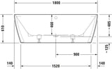 Duravit DuraSquare Badewanne 1800x800 mm Mineralguss Weiß Matt mit Fußgestell und Verkleidung