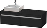 Duravit Ketho Waschtischunterbau wandhängend 1400 mm, 2 Auszüge, weiß matt, Becken links