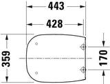 DURAVIT Univavo WC-Sitz eckig tief 443 mm weiß mit Absenkautomatik und Edelstahl-Scharnieren