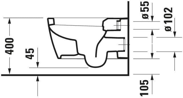 Duravit Wand-WC ME by Starck 570 mm Weiß Seidenmatt Tiefspüler mit WonderGliss