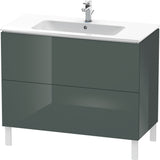 Duravit L-Cube Waschtischunterbau 1020 mm, 2 Auszüge, Amerikanisch Nussbaum, bodenstehend