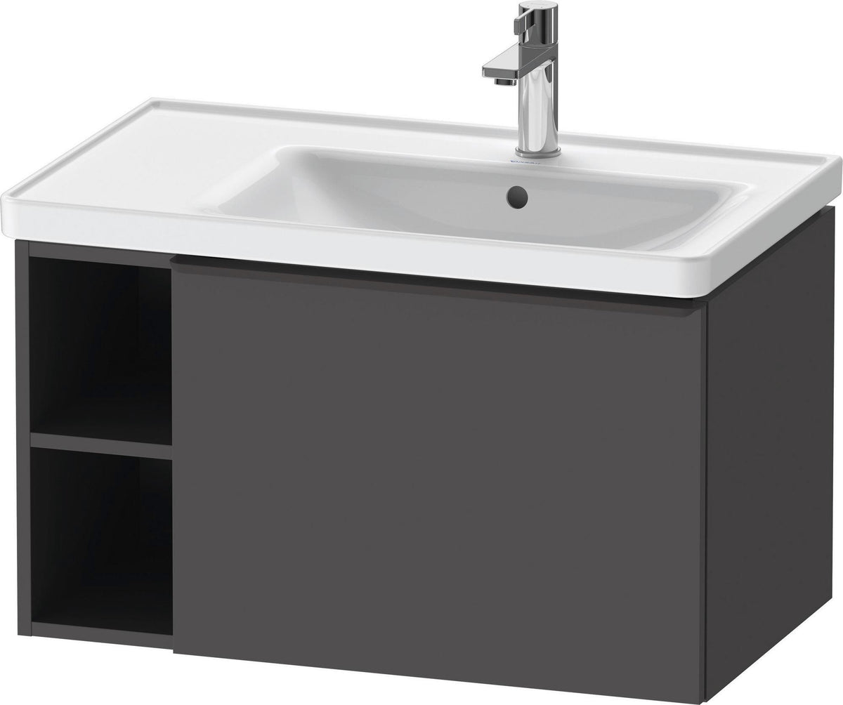 DURAVIT D-Neo Waschtischunterbau 784 mm wandhängend mit 1 Auszug und 2 offenen Fächern in Betongrau Matt